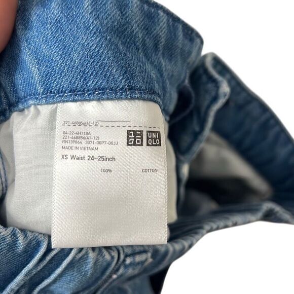 Uniqlo Denim Cotton Relaxed Fit Straight Leg Cargo Jeans Blue Size XS - Picture 5 of 6